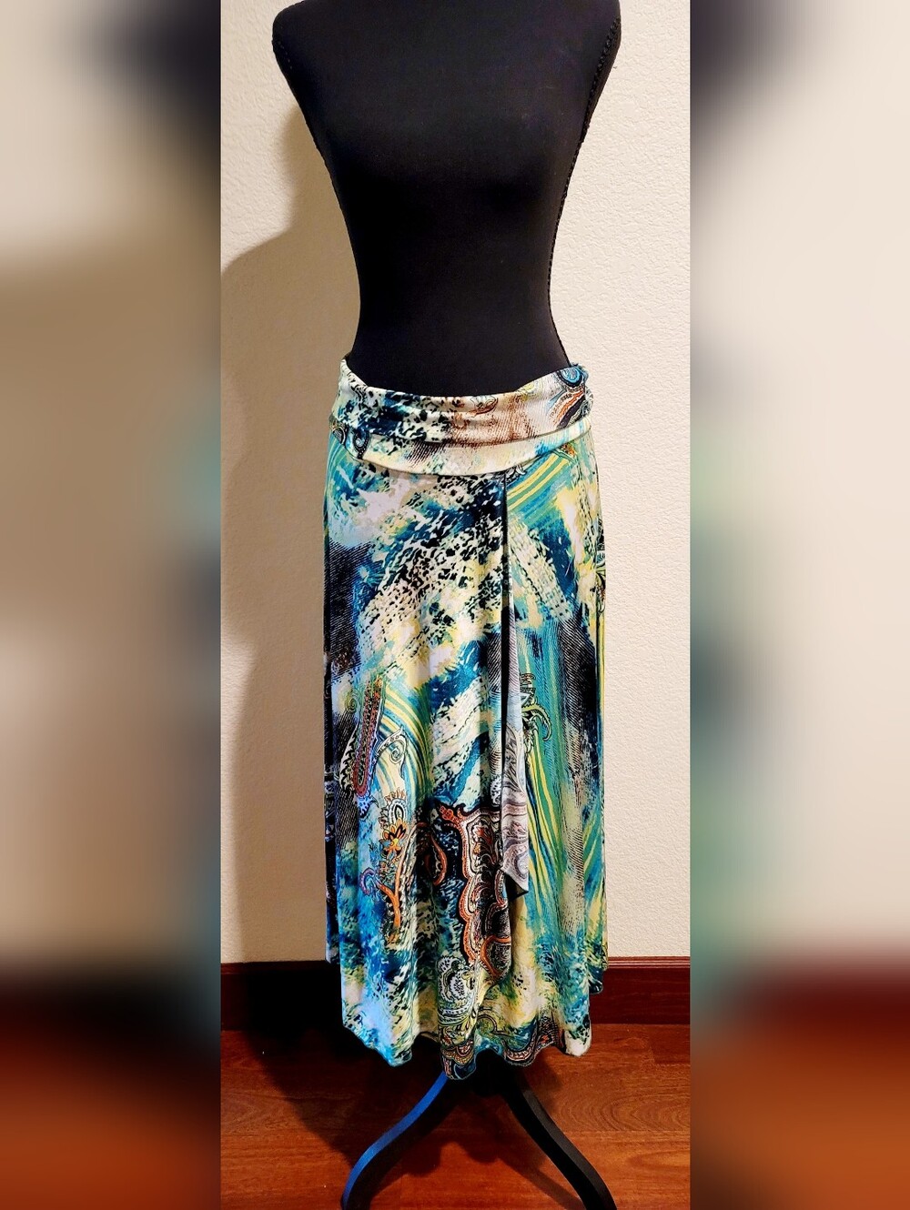 Source Unknown Blue Multi-Print Midaxi Skirt